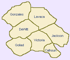 7 counties of the  Golden Crescent Region